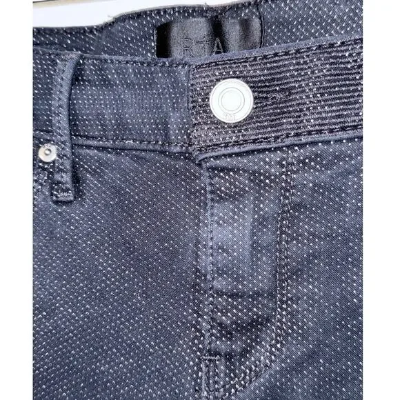 RTA dark navy black sparkle cotton velvet Kiki flare crop cropped jeans pants - Picture 4 of 12